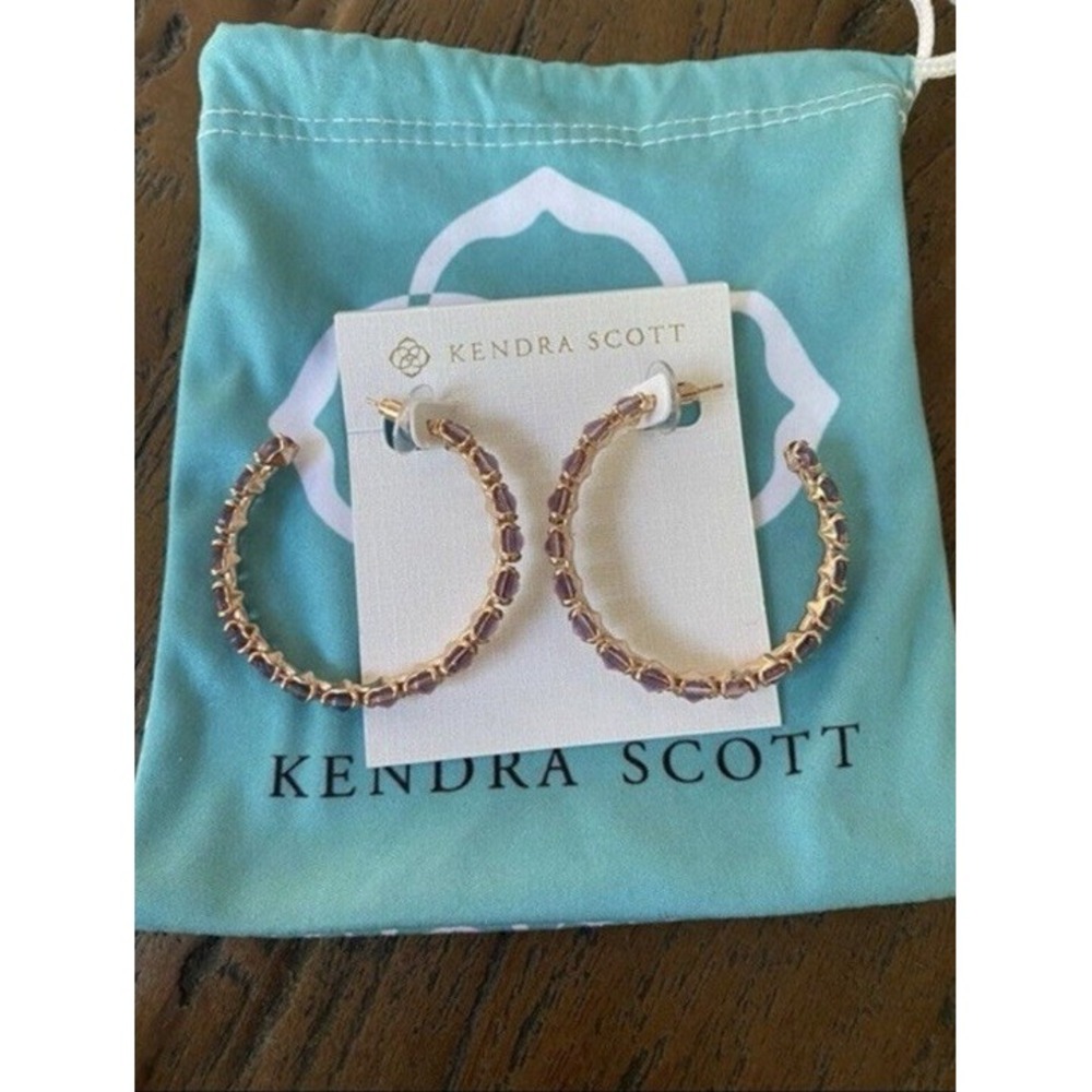 Kendra Scott‎ Jolie Hoop Earrings Rose Gold In Peach Ombre Post Hoops Festive